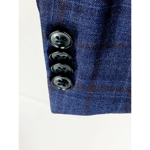 50S* Jos A Bank Reserve Reda Italy 2 Bttn Wool Blazer Sport Coat Navy Glen Check - Picture 5 of 12